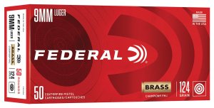 Federal Premium C9124A 9mm Luger 124gr FMJ Champion Brass