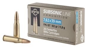 PPU PPS76239 Subsonic 7.62x39mm 182gr FMJ BT Ammo 20/Box