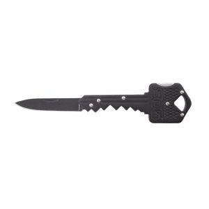 S.O.G SOGKEY101 Key 1.50" Folding Plain Drop Point Black Hardcased 5Cr13MoV SS Blade/Black Stainless Steel Handle