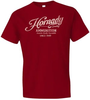 Hornady 31872 Vintage Script Red Cotton Semi-Fitted Medium Shirt