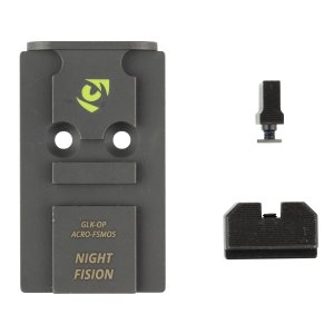 Night Fision Optic Plate + Backup Sights Black for Aimpoint ACRO