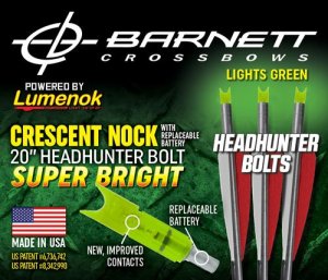 Lumenok BNECC3G 20" Barnett Headhunter Green Crescent Arrows 3-Pack