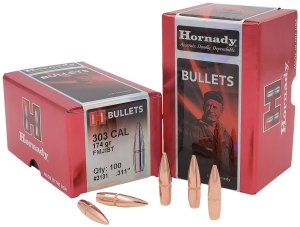 Hornady Rifle Bullets .303 cal .3105 174 gr FMJ-BT 100/ct