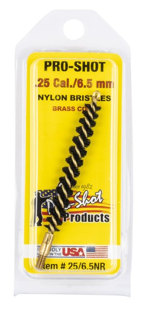 Pro-Shot Nylon Bore Brush .25 cal/6.5mm - Brass Core Rifle Cleaning Tool