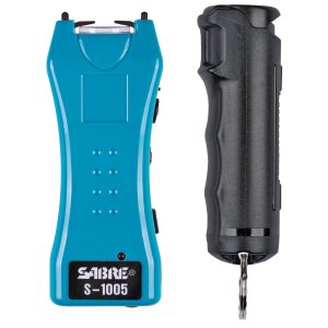SABRE Stun Gun & Pepper Spray Kit Turqouise w/ Flashlight