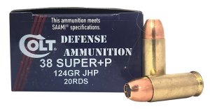 DoubleTap 38SU124CT .38 Super+P 124gr JHP 20 Rounds Colt Defense Ammo
