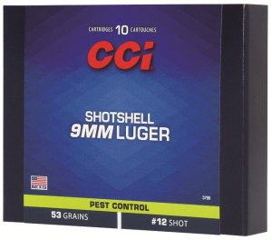 CCI 3790 Pest Control Shotshell 9mm Luger 64 gr 1450 fps #12 Shot 10 Bx/20