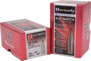 Hornady ELD Match 30 Cal .308 155 Grain Bullets 100/Box 30313