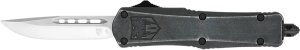 CobraTec Small FS3 OTF Knife: 3'' D2 Drop Point, Stonewash Finish, Carbon Steel Blade, Aluminum Handle