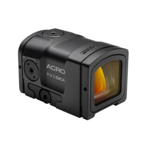 Aimpoint ACRO P-2 Red Dot Reflex Sight 3.5 MOA Dot Reticle Black Hard Anodized 1.9L x 1.3W x 1.2H 200691. This next-generation sight incorporates an improved LED emitter coupled with a higher capacity CR2032 battery to provide an astonishing five years.