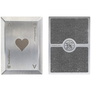 S&W Bullseye Stainless Steel Throwing Cards, 4-Pack, Laser Etched, Enhanced Grip, Nylon Sheath