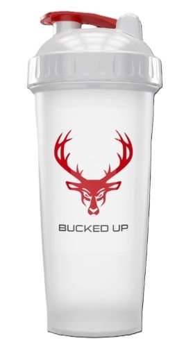 Bucked Up 28oz BPA-Free Shaker Bottle Red & White Leak-Free