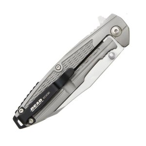 Bear & Son Frame Lock Folding Knife 3-1/4 Reverse Tanto Blade Grey