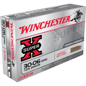 Winchester Ammo X30062 Super X 30-06 Springfield 125 gr Jacketed Soft Point (JSP) 20 Per Box/ 10 Cs