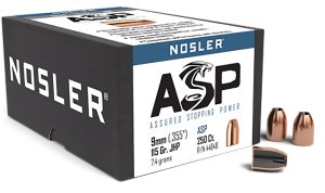 Nosler 44848 9mm 115gr Jacketed Hollow Point Bullets 250 Count