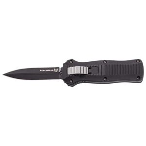 Benchmade 3350BK Mini-Infidel Auto Knife: D2 Tool Steel, Double-Edged Spear Point, OTF Deployment, Anodized Aluminum Handle