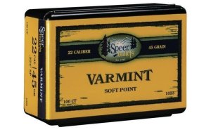 Speer 1023 Varmint 22Cal 45gr Jacketed Soft Point Bullets 100ct