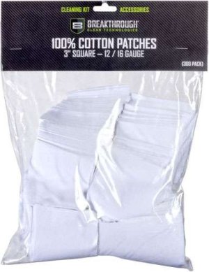 Breakthrough Clean BTCPS350 Square Cleaning Patches 100% Cotton 50 Pack For 12-16 Guage