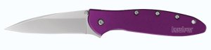 Kershaw 1660PUR Leek Knife 3 in Drop Point Blade Purple Aluminum Handle
