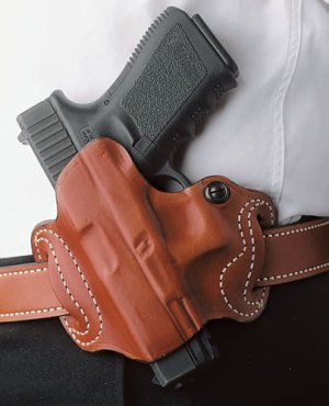 DeSantis 086TBJZ0 Mini Slide Holster OWB LH Leather for SIG P365 Tan