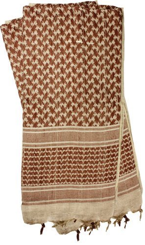 Red Rock Gear Shemagh Head Wrap Tan/Brown Cotton Scarf Fringed