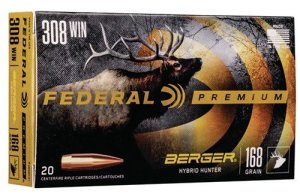 Federal Premium P308BCH1 .308 Win 168gr Berger Hybrid Hunter 20rd Box
