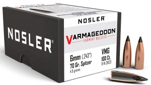 Nosler 26123 Varmageddon Varmint 6mm .243 70 gr Flat Base Tipped (FBT) 100