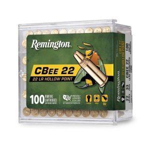 Remington CBee 22 Long Rifle Ammo: 33 Grain, Truncated Hollow Point, Brass Cased, Rimfire, 100 Rounds