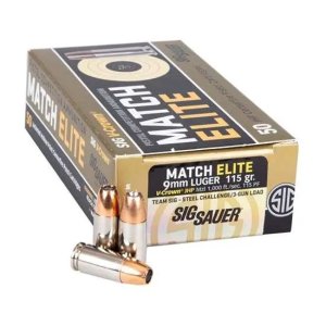 Sig Sauer E9MMA1COMP50 Match Elite 9mm Luger 115 gr V-Crown JHP Ammo