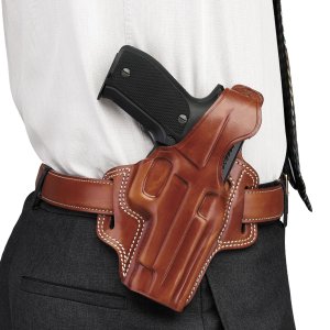 Galco FL104 Fletch OWB Tan Leather Holster for Ruger GP100, S&W L Frame