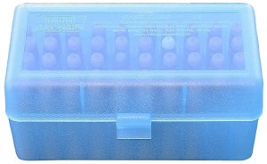 MTM Case-Gard RSLD5024 Ammo Box 50 Rounds Clear Blue Polypropylene