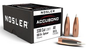 Nosler AccuBond 338 Caliber 180 Grain Spitzer Point Boat Tail 50 Count