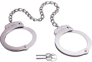 UZI 16" Twist Chain Leg Iron Cuffs Silver - Double-Lock, 23 Positions