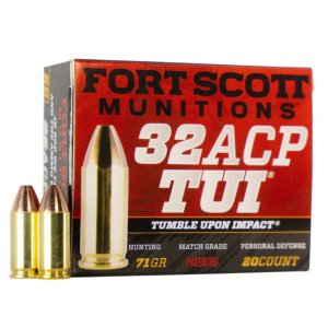 Fort Scott Munitions 32ACP71SCV 32 ACP 71gr Solid Copper TUI 20rd
