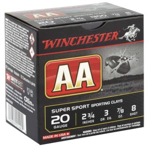 Winchester Ammo AASC208 AA Super Sport Sporting Clay 20 Gauge 2.75" 7/8 oz 1300 fps 8 Shot 25 Bx/10 Cs