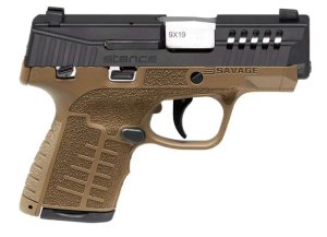 Savage Arms 67040 Stance 9mm Luger 3.20" 10+1,7+1 Flat Dark Earth Frame with Black Nitride Stainless Steel Ported Slide, Textured Interchangeable Backstrap Grip, TruGlo Night Sights & Manual Safety