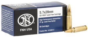 FN America 5.7x28mm Lead Free Ss195lf 27gr. Jhp 50-pack