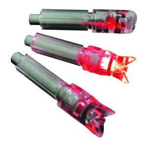 GWS 72000 Lighted Crossbow Nocks, Red, 3-Pack, Plunger Activated, Side-Off Hole, .297-.302 I.D Bolt Size, 30 Grains