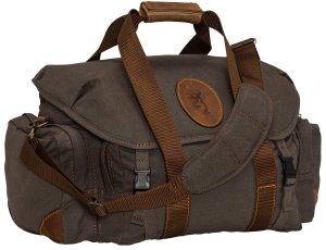 Browning 121388691 Lona Range Bag Flint/Brown Canvas Leather Durable