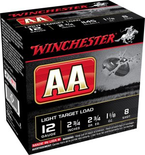 Winchester AA128VP AA Light Target 12 Gauge 2.75" 1 1/8 oz 1145 fps 8 Shot