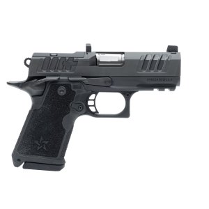 Staccato HD C3.6 Standard Package, 9mm SAO Semi-Auto Pistol with 3.6 Stainless Bull Barrel, Optic Ready, Trijicon Tritium Front Night Sight, Black Rear Sight, Curved Trigger, Ambi Safety, Ambi Slide Release, Light Rail, Two 15rd Mags. 20-1601-000007