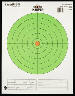 Champion 45795 Score Keeper Bullseye Paper Targets Green & Orange 12 Pack