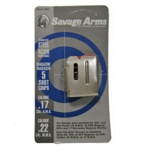 Savage Arms 90009 93 Series Stainless Detachable 5rd Magazine for .17HMR or .22 WMR Calibers
