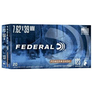 Federal 76239B Power-Shok 7.62x39mm 123 gr Jacketed Soft Point (JSP) Ammo - 20 Rounds per Box/ 10 Boxes per Case