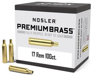 Nosler 10128 17 Remington Unprimed Rifle Brass 100 Count Box