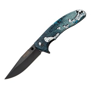 Bear & Son Sideliner Folding Knife 3-1/2 Clip Point Blade TrueTimber Rift Blue