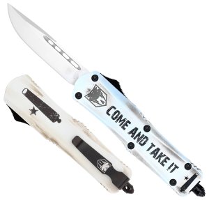 CobraTec FS-3 SCATIFS3DNS 3" D2 Steel OTF Knife White Aluminum Handle