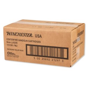Winchester USA9MMVPC 9mm Luger Ammo, 115 gr FMJ, 1190 fps, 1000/Case