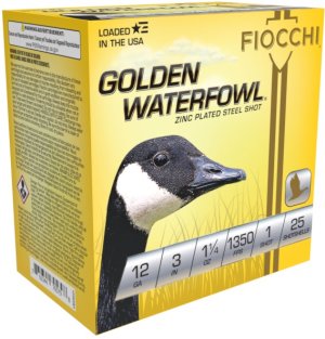 Fiocchi Golden Waterfowl 12 Gauge 3 In 1 1/4oz #1 Shot 25/Box