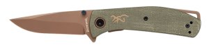 Browning Trailside EDC 3 in D2 Steel Folding Knife Green Micarta Handle